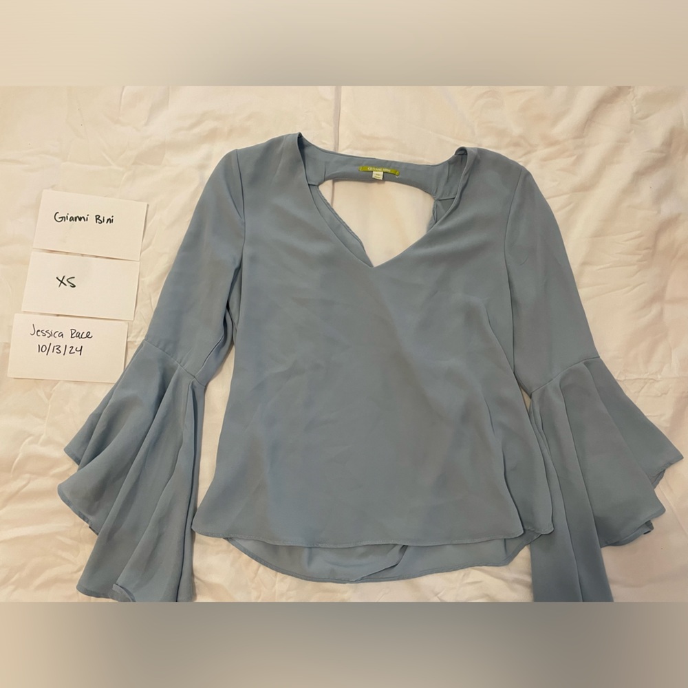 Size XS Gianni Bini light blue bell sleeves top